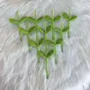 Hojas artificiales verdes de lana tejidas a mano, artesanía exquisita, alta simulación, accesorios para ramos, hojas decorativas pequeñas