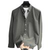 Camisa de Algodón Puro de Manga Larga y Color Puro Tommy para Hombre, para Negocios, Sin Planchado, Bordada, Casual, de Alta Gama, Ropa de Hombre