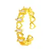 Anillo de corazón hueco de diseño estilo coreano para mujer, estilo nicho, anillo de lujo ligero, cobre incrustado con circonio, joyería galvanizada en oro real