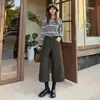 Novedad Otoño/Invierno 2026 Pantalones de Lana Cropped Estilo Cimitarra Cintura Alta Adelgazantes Casuales Pierna Ancha Pierna Recta con Cinturón