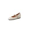 Zapatos Mary Jane de verano 2024 con punta redonda, boca baja, suela plana y aumento de altura, estilo festivo, estilo paja, de una sola capa.