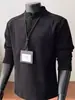 Nova camiseta masculina de manga longa, gola Henley, casual de negócios, camada base, gola alta, forrada com fleece, moletom quente, disponível em preto e cinza