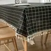 Tela de Manteles de Algodón Lino Estilo Nórdico Fresco Popular Cuadros Femeninos Mesa de Café Mesa de Comedor Escritorio de Dormitorio Alfombrilla