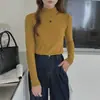 Tiro Real Estilo Coreano Simple Cuello Semi Alto Camiseta Base Ropa Interior Ropa Exterior Casual Temperamento Adelgazante Versátil Suéter Mujer