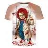 Comércio Transfronteiriço de Halloween Camiseta Estampada 3D Masculina para Adultos Adolescentes Camiseta Masculina de Manga Curta