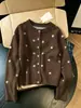 Bestseller transfronterizo: Cárdigan de punto para mujer de talla grande, estilo europeo y americano, para primavera/otoño, con cuello redondo, jacquard de lunares, de un solo botón, mangas largas raglán