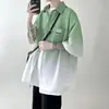 Camisa de Manga Corta Tie-Dye Degradado de Marca de Moda Nueva de Verano para Hombre de Manga Tres Cuartos Holgada Atractiva Casual de Gama Alta
