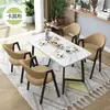 Juego de mesa y sillas de comedor nórdicas, estilo minimalista moderno, apto para apartamentos pequeños, mesa de comedor rectangular, otros muebles metálicos para sala de estar