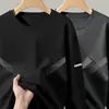 [230g] Camiseta de manga larga para hombre, corte holgado, cuello redondo, adecuada para primavera y otoño, capa interior fina, camiseta básica versátil