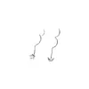 Aretes Largos con Cadena de Oreja y Gancho Espiral de Estrella y Luna en Plata de Ley S925 Estilo Temperamento Dulce Sexy Personalidad Moda