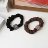 Diadema Casual Nueva Coreana con Estampado de Leopardo para Mujer Goma para Recoger Cola de Caballo Retro Café Cuerda para el Cabello Accesorios Cuadrados para el Cabello
