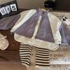 Gran Venta No Reembolsable y No Intercambiable [Orden Racionalidad] Chaqueta de Color Contrastante para Niñas + Camiseta Básica a Juego de Color + Leggings a Rayas