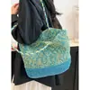 Bolso tejido de moda popular transfronterizo para mujer, bolso tote, nuevo bolso de playa para vacaciones de verano versión coreana 2026, bolso de hombro