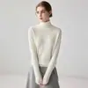 Novo suéter de cashmere de gola alta para mulheres, suéter base de malha de cashmere de manga comprida, top casual simples de cor sólida para o dia a dia