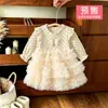 Vestido Dulce de Malla Multicapa para Bebés Niñas Estilo Suave de Primavera Vestido Formal Infantil Falda Abullonada con Lazo Niñas