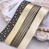 Cinta de Grosor Ancho 1.9cm Estampado Bronceado Rayas Estrellas Negro Dorado Serie Diablo Cinta DIY
