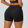 Shorts de yoga de estilo europeo y americano, sensación de segunda piel, doblemente pulidos, de cintura alta, ajustados, levanta glúteos, para deportes, fitness y running 52461