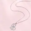 Popular Collar de Corazón Incrustado con Diamantes Estilo Europeo y Americano para Mujer, Cadena para Clavícula de Circonita en Forma de Corazón, Joyería Versátil de Moda de Lujo Sutil de Nicho