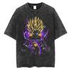 Camiseta vintage lavada de estilo hip hop callejero, anime Dragon Ball, estampado gráfico de dibujos animados, informal, de algodón, de verano, de manga corta