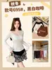 Camiseta Manga Longa Feminina Renda Patchwork Falsa Duas Peças Doce e Picante Design Cintura Marcada Fendas nos Punhos Top de Desejo Puro