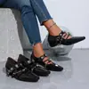 Nuevos zapatos planos de tacón grueso y punta cuadrada para mujer, colección primavera/otoño 2026, tacón medio, zapatos planos de estilo coreano para otoño