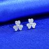 Pendientes de Aguja de Plata Qiaolanxuan Estilo Coreano Simple Trébol Circonita Pendientes Pendientes Personalizados de Plata para Mujer Venta al por Mayor