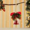 Nuevo adorno colgante de campana de Navidad transfronterizo para puerta con bayas rojas y piñas, carillón de viento, colgante para árbol de Navidad, decoración de Navidad