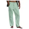 Calças de Linho Masculinas Europeias e Americanas 2022 Yoga Praia Soltas Casuais de Verão Cintura com Cordão Calças Soltas com Bolso com Aba Calças
