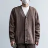 Cardigan suéter listrado retrô japonês para homens e mulheres, estilo universitário outono e inverno, jaqueta de tricô casual com decote V para casais, moderno
