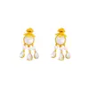 Brincos Estilo Palácio Retro Flor de Diamante Incrustada com Pérolas Pingente Gota Borla Agulha de Prata Elegante e Doce Estilo Luxo Leve Vintage