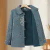 Ropa nueva de otoño e invierno para personas mayores, atuendo para abuela de 70 años, blusa con cuello, talla grande, estilo medio largo, forrada de polar, engrosada, abrigo cálido