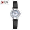 Reloj de Cuarzo de la Marca Ofns, Superventas Transfronterizo, con Diamantes Completos, Vintage, Resistente al Agua, para Mujer, con Esfera de Números Romanos y Correa de Cuero