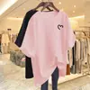 Camiseta Feminina Oversized de Algodão Puro com Manga Curta, Novo Estilo Verão 2026, Top Soltinho e Versátil de Comprimento Médio