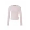 Camiseta básica simple de cuello redondo y manga larga para mujer, top versátil de otoño ajustado, capa interior adelgazante