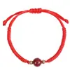 Pulsera tejida ajustable Año del Caballo Estilo artístico original para niños Púrpura Oro Arena Perla Redonda Año de Nacimiento Hilo Rojo