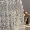 Cortinas Jacquard Floral Rosa Country Americano com Renda Vazada para Sala de Estar, Quarto, Sala de Jantar, Varanda, Cortinas Finas