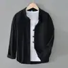 Terno Tang primavera e verão, camisa de linho de manga comprida, roupas masculinas de algodão e linho estilo chinês, camisa retrô de rami, casaco fino