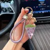 Chaveiro de Carro Completo com Strass em Formato de Melancia, Pingente de Bolsa Tendência Estilo Ins, Delicado Enfeite para Pendurar no Carro com Strass para Mulheres