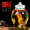 Botella de Vino de Vidrio 5 Libras 5 kg Botella de Vino Doméstica Sin Plomo con Grifo Tarro de Vino Sellado Tarro de Vino Olla de Vino