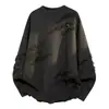 Suéter Desgastado Outono e Inverno Masculino Marca Americana Tendência Retro Nicho Franja Solto Gola Redonda Suéter de Malha Masculino Tendência