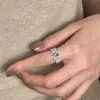 Anillo Azul Gota de Agua Azul Marino, Estilo Corte Vintage, Diseño de Nicho, Anillo Abierto Retro Personalizado