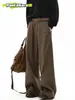 Jeans de Trabalho Wide-Leg Vintage Retro Americano para Homens, Calças Casuais Versáteis Retas Largas Desgastadas