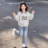 Conjunto Casual de Dos Piezas con Sudadera de Cuello a Cuadros y Bloques de Color Estilo Coreano Lazo para Niños Primavera/Otoño 2026