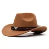 Sombrero de ala vuelta de Xizang, Sombrero de vaquero occidental, Sombrero de fieltro de Xizang, Nuevo Sombrero étnico estilo Cow Head de la meseta de la pradera para exteriores