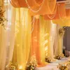 Cortina de gasa amarillo anaranjado tejido de hilo de red creación de ambiente de jardín de infantes decoración de hilo de cascada diseño de escena de boda hilo suave ligero y transparente