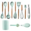 Juego de Utensilios de Cocina de Silicona Negra de 11 Piezas con Tubo de Almacenamiento y Cuchara Colador de Huevos con Almohadilla