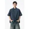 Camisa a Cuadros de Manga Corta Estilo Retro Japonés para Hombre, Camisa de Marca Moderna de Verano con Cuello Campana, Chaqueta Cardigan Holgada Casual