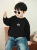 Moletom Infantil Estilo Primavera e Outono Camiseta de Manga Longa Infantil Camada Base para Meninos Mais Velhos Gola Redonda Roupas Infantis da Moda