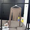[Em Estoque] Camisa Base Ultra-Fina Estilo Ro Transparente de Manga Longa para Mulheres, Corte Justo, Camiseta Interna Valorizadora