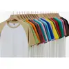 Ropa a juego para padres e hijos camiseta de algodón peinado compacto de 200g, cuello redondo, manga corta raglán, bloques de color, verano, versátil, venta al por mayor, estampado